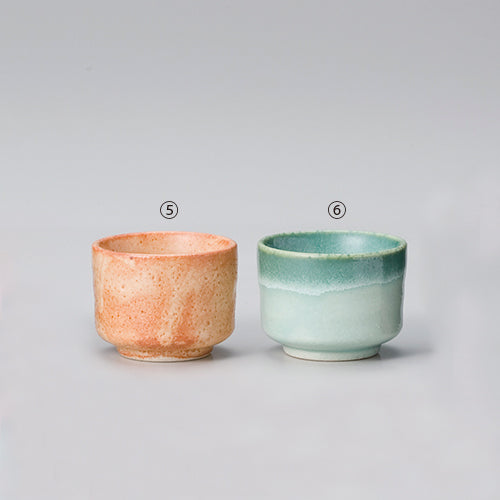 ぐい呑み切立 小 ⑤赤志野 ⑥ひわガラス <各8個入>