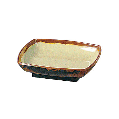 105-10013-10 長次郎窯 角小皿 内若草 (AN55G)