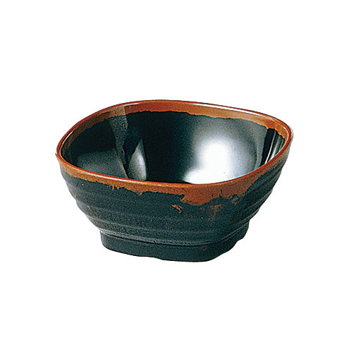 105-10014-09 長次郎窯 角小鉢 内黒 (AN50B)