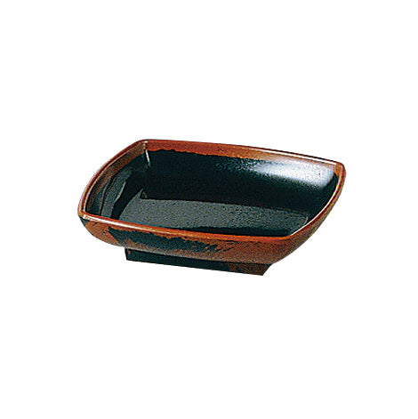 105-10014-10 長次郎窯 角小皿 内黒 (AN55B)