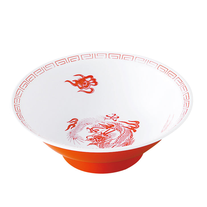 105-10015-01 瑞祥 中華丼(竜模様) 白/赤 (CA-10)