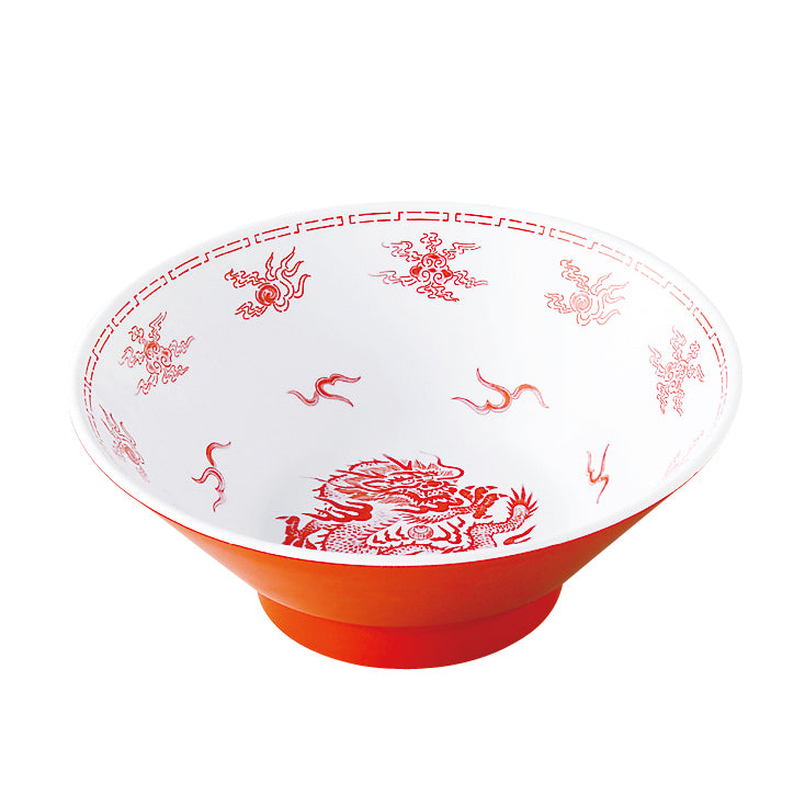 105-10015-02 瑞祥 中華丼(新竜模様) 白/赤 (CA-18)