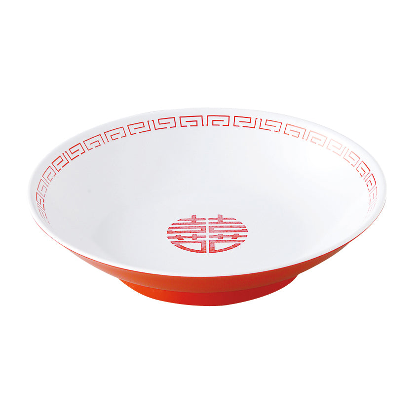105-10015-09 瑞祥 冷麺皿 白/赤(CA-20)
