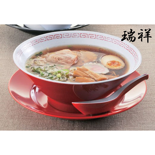 105-10015-02 瑞祥 中華丼(新竜模様) 白/赤 (CA-18)