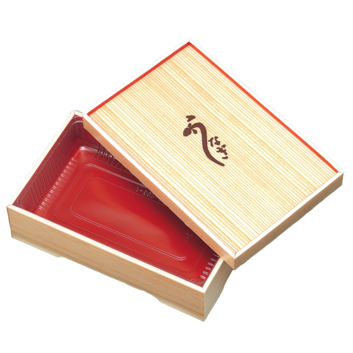 127-10002 弁当容器 JP-K7木目けやき内赤1.5合折かぶせ蓋<234個セット>