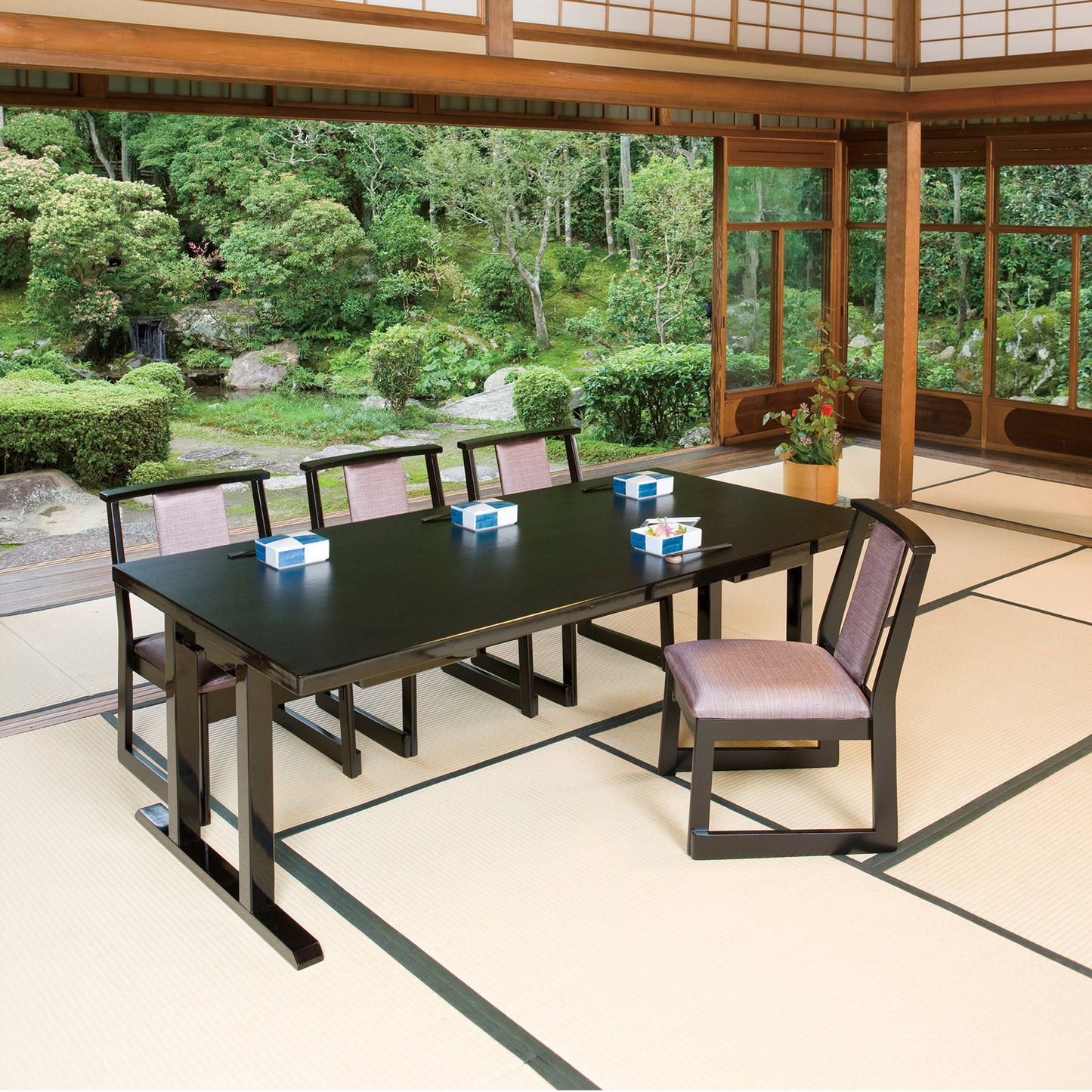 スタイリッシュ脚型 軽量テーブルのみ 幕板なし メラミン黒乾漆