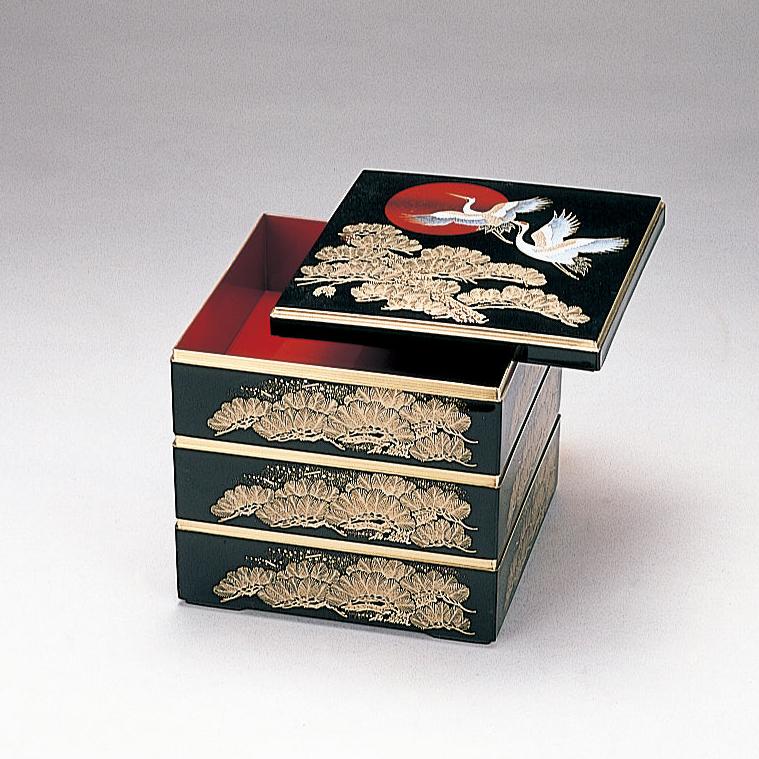 重箱 7寸校倉黒日の出鶴