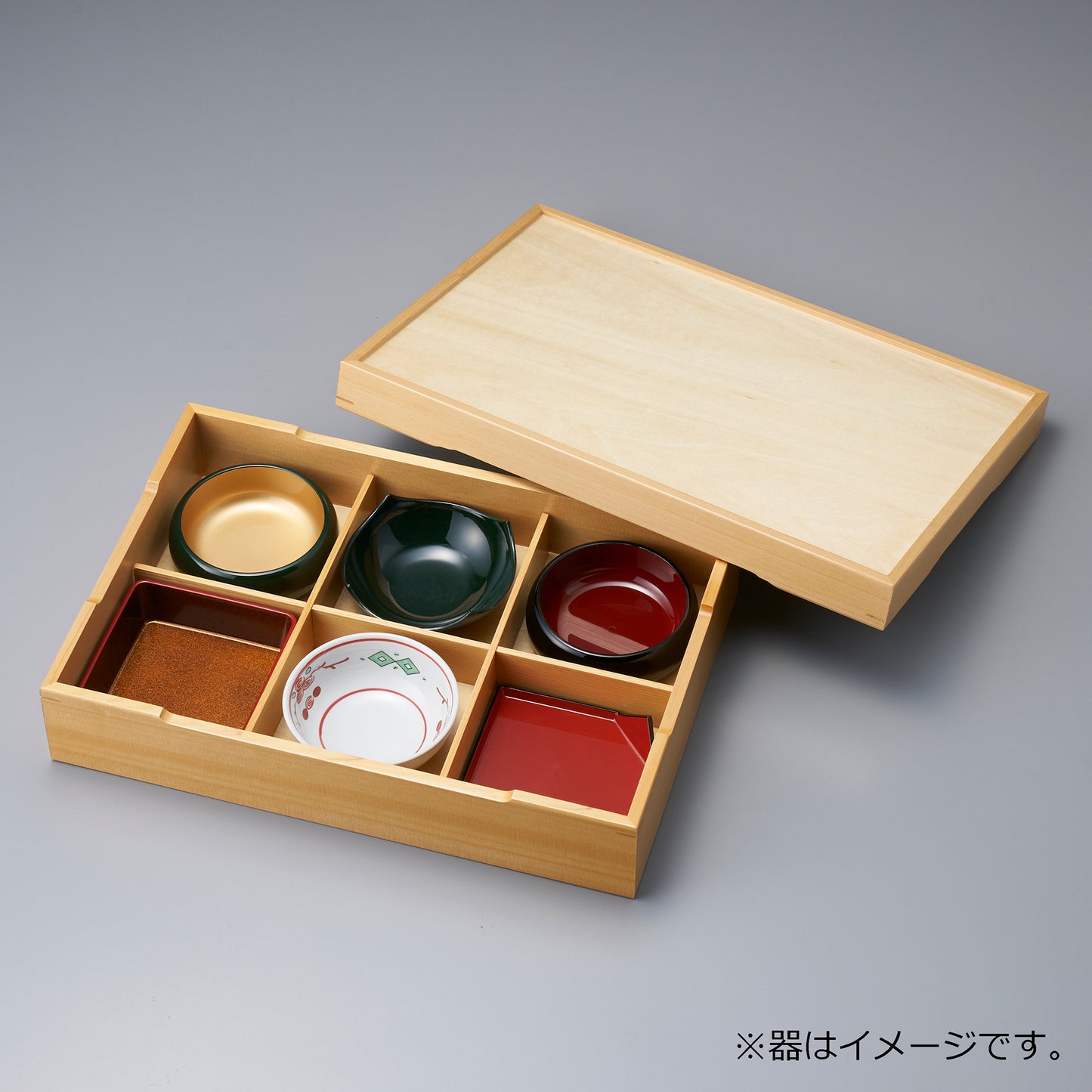 174-10106 木製尺3松華堂6つ仕切付