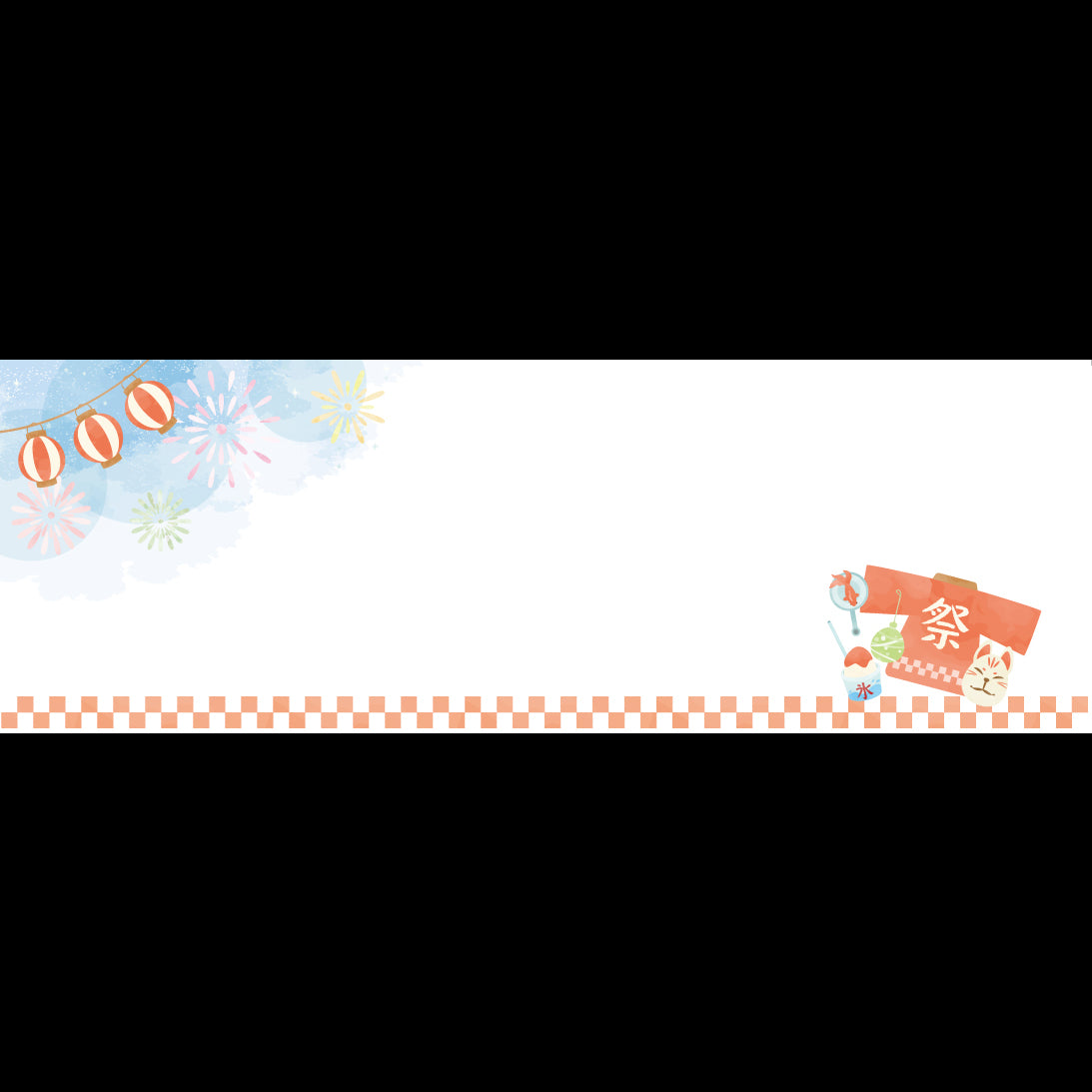 201-20263 上質紙13cm長角マット 夏祭り