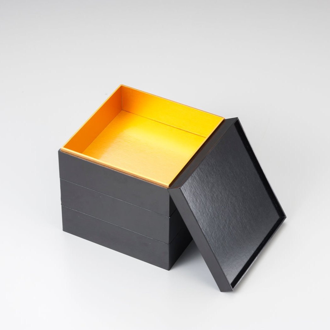 6寸紙重箱 黒内金
