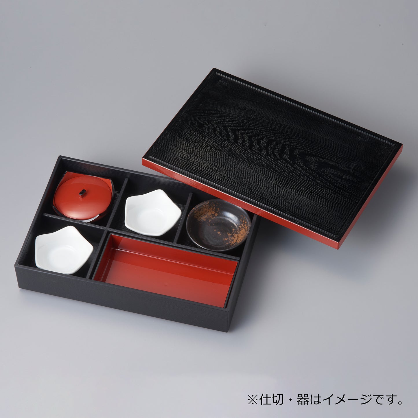 300-32131 尺1角長松華堂 黒渕朱<身・蓋>