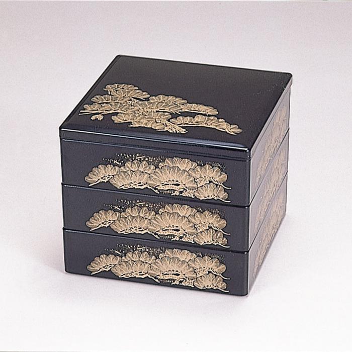 7寸厚口重箱 黒松内朱