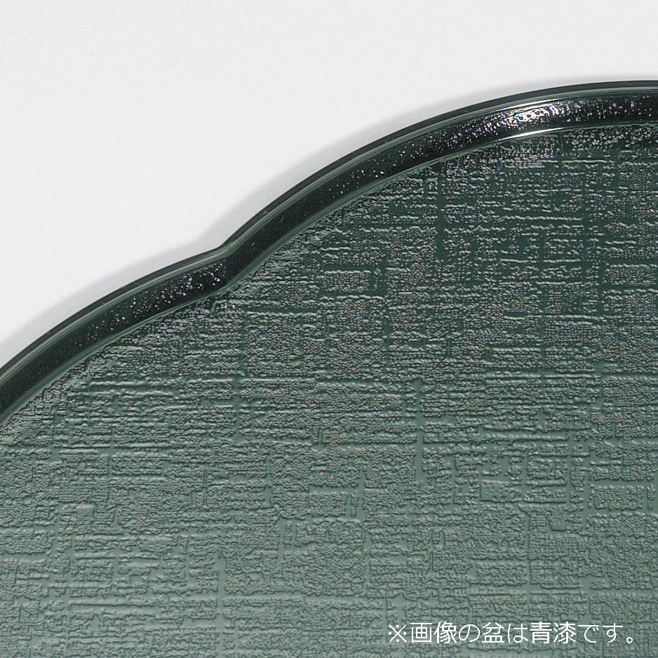 新梅型布目盆 黒天朱 ノンスリップ