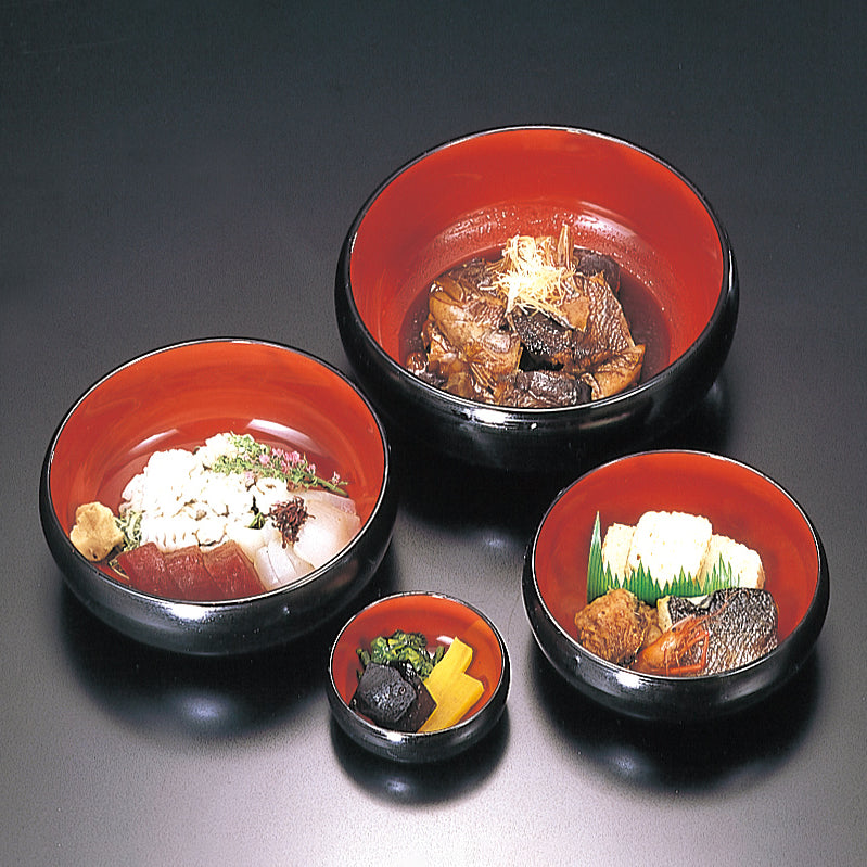 花屋鉢 黒ハケ目内朱