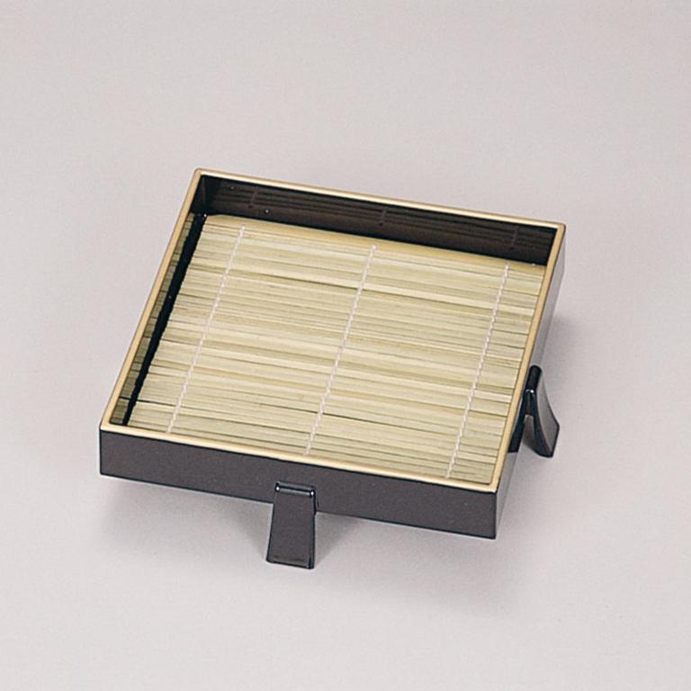 435-20211 正角足付盛器 黒天金