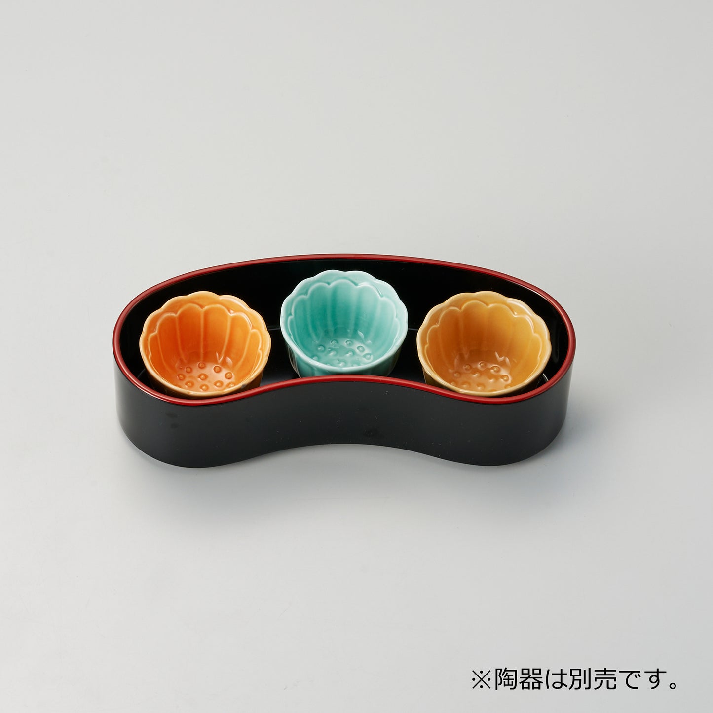 440-27011 7.5寸双輪鉢<深型> 黒天朱