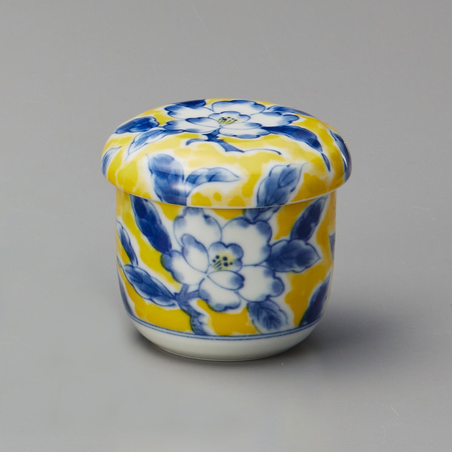 522-00020 黄彩花紋蒸し碗