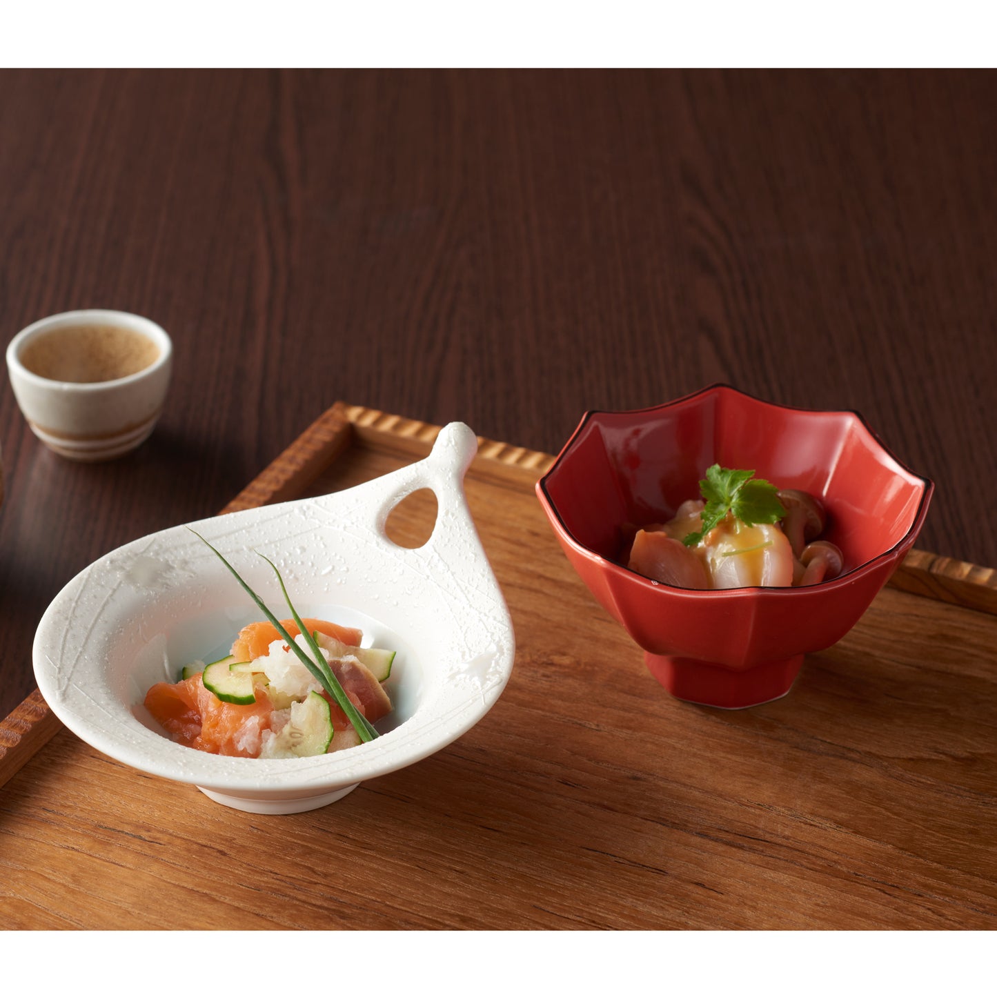 534-00139 八角高台小鉢 レッド渕プラチナ