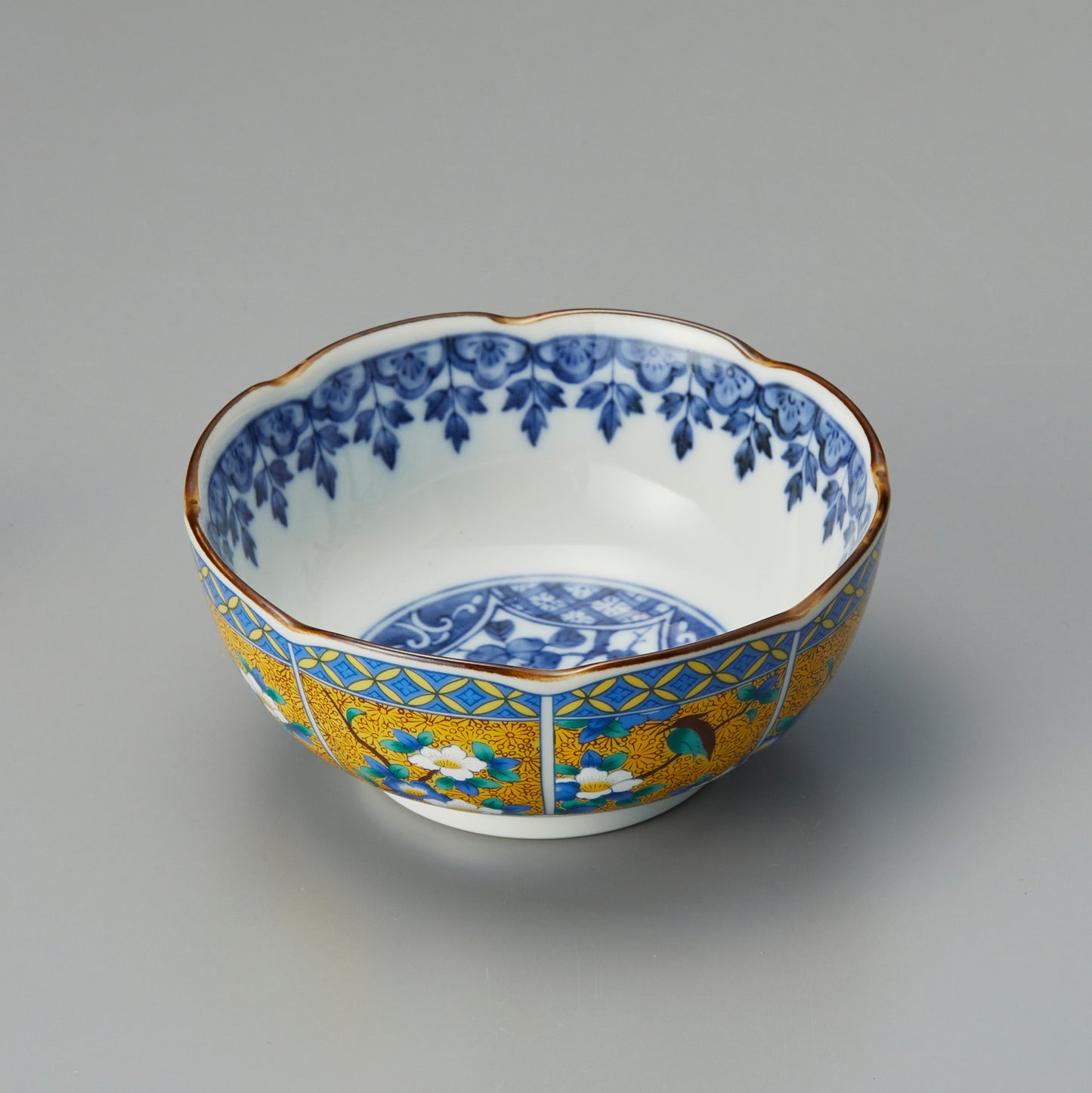 556-00001 黄花鳥4寸鉢