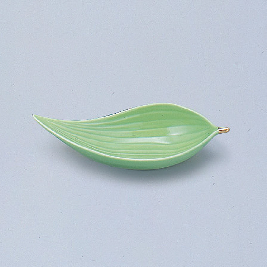 610-28006-02 笹葉長小皿 ひわ
