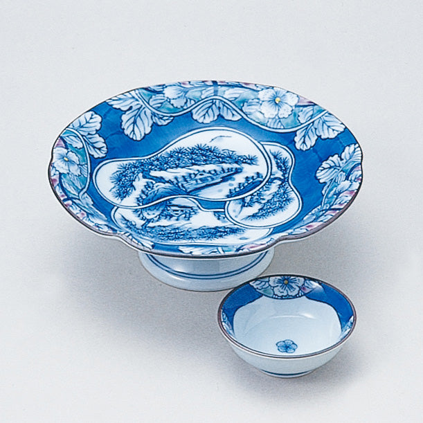 707-10012 染錦三ツ重瓢子山水絵千代口