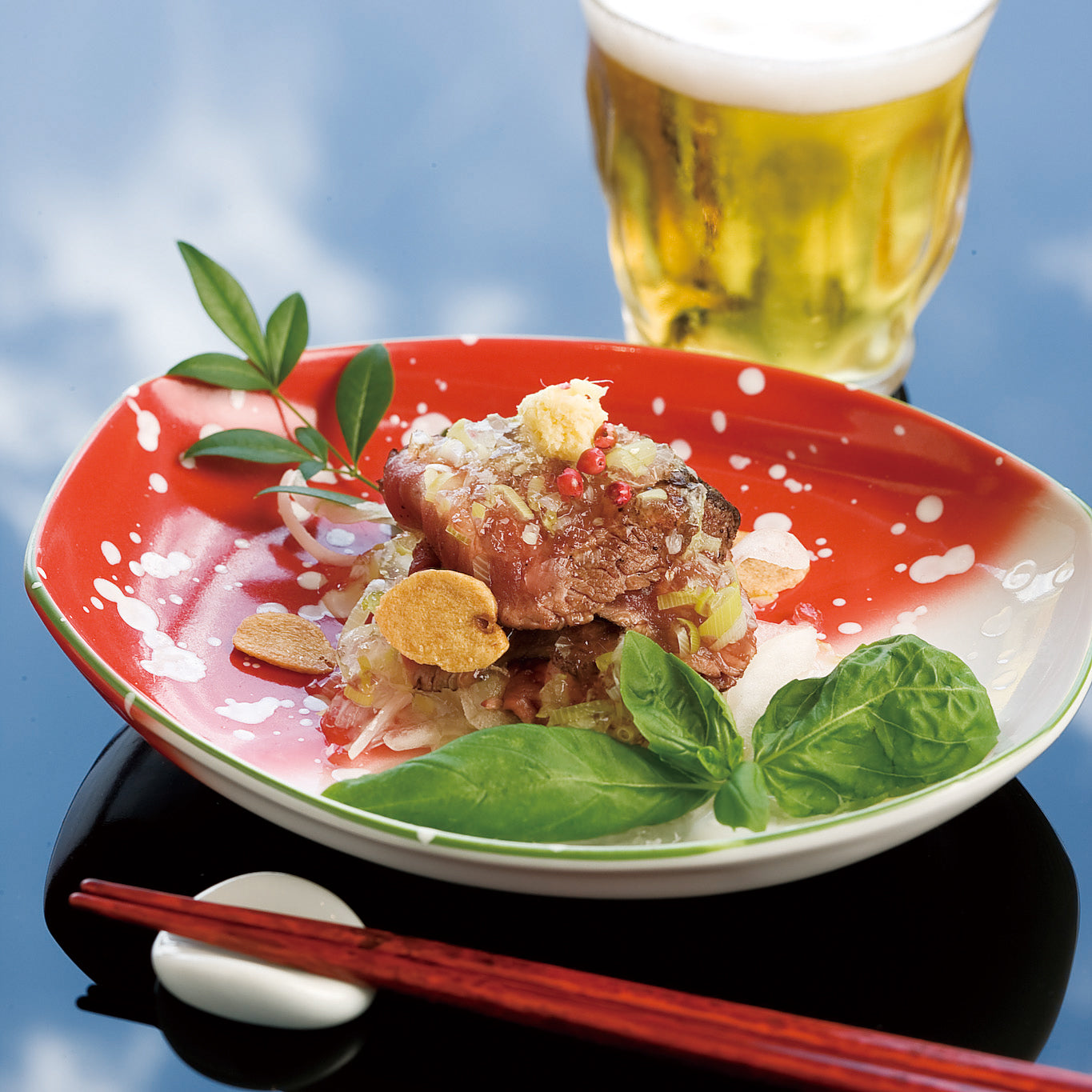 707-10136 赤白吹焼皿