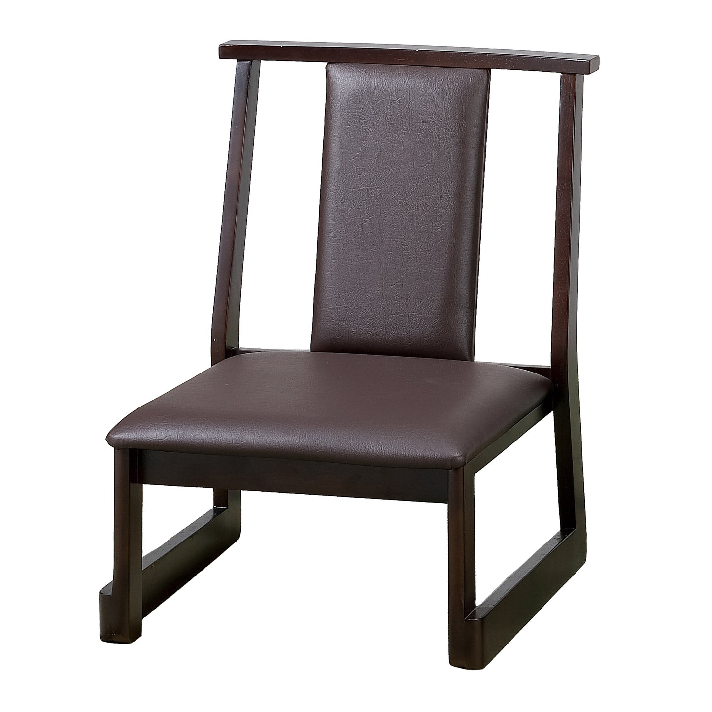 810-19015 木製背もたれ付27cm椅子 レザーダークブラウン