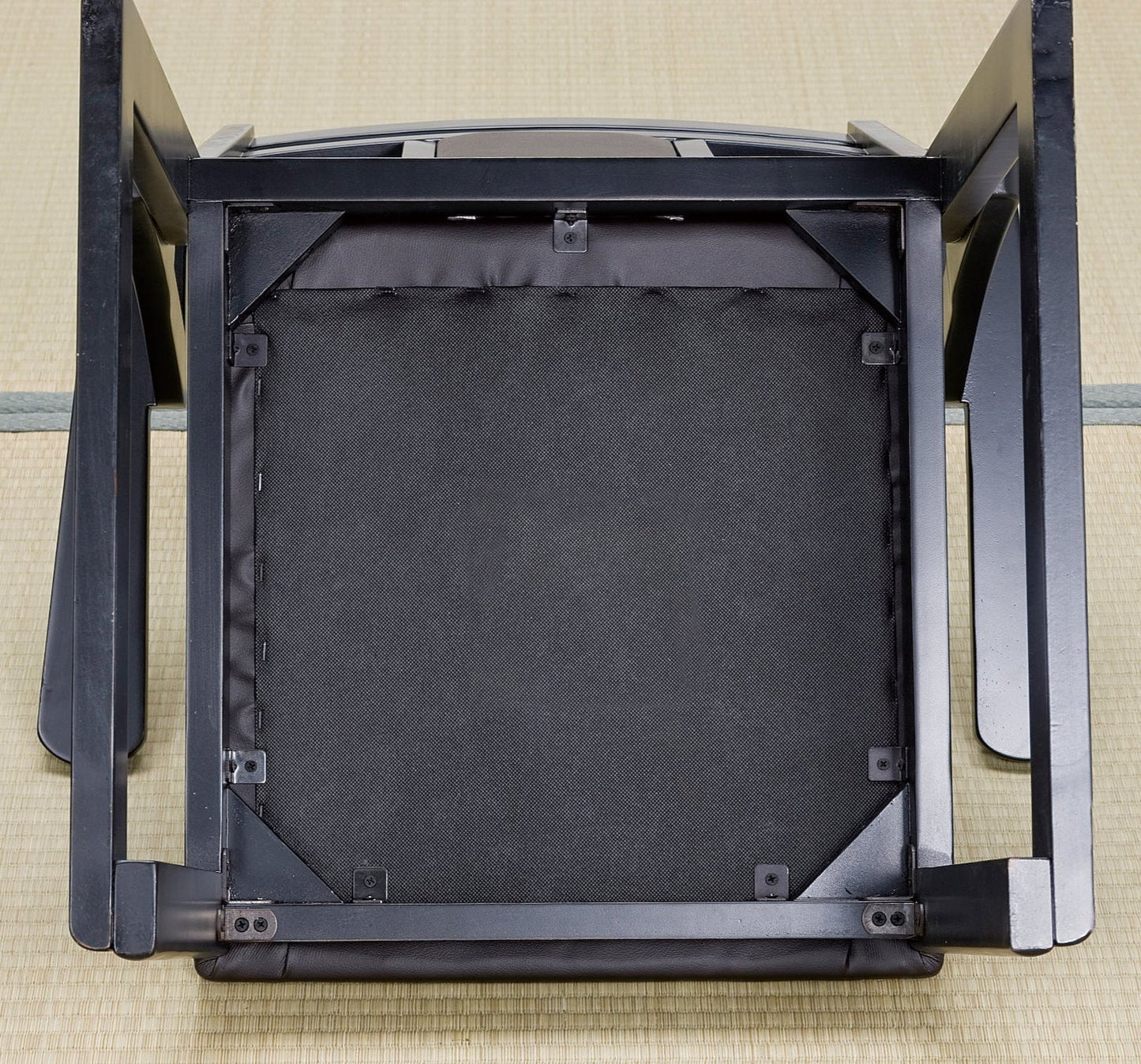 810-42022 木製背もたれ(肘掛)付35cm椅子 ナチュラル/レザーダークブラウン