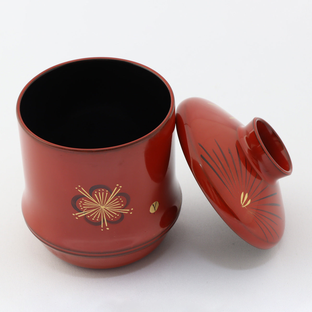 S25-10 竹型小吸物椀 手描き朱梅<11個セット>