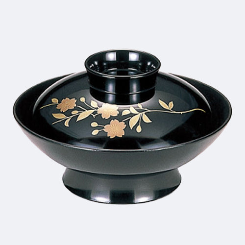 350-75102 5.5寸羽反煮物椀 黒小花
