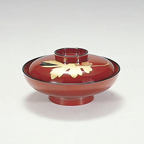 380-25142 5寸丸う平 タメ一ツ葉内朱