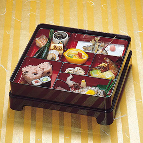 310-18121 尺2箱膳 金箔<朱天黒仕切付>