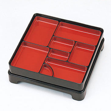 310-18111 尺2箱膳 パールボタン<朱天黒仕切付>