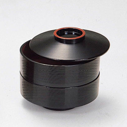 320-26131 白梅弁当 黒内朱 2段<仕切付>