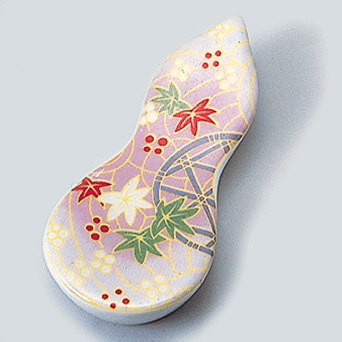 610-32144 真直ひさご箸置 むらさき花柄