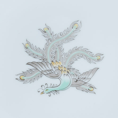 051-4 中華渕グレー鳳凰丸皿 41cm