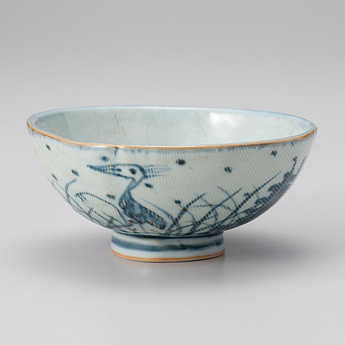 072-101 手描サギ絵中鉢