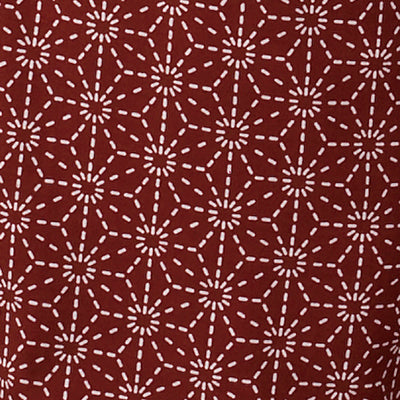 綿作務衣 新麻の葉・エンジ