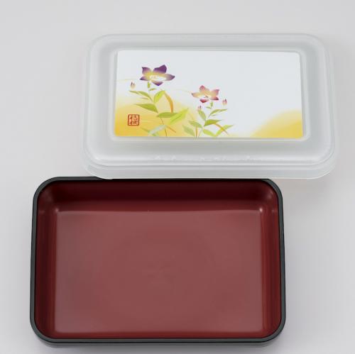 115-10006 弁当容器 二色主食 <身>黒ワイン<蓋>半透明、桔梗