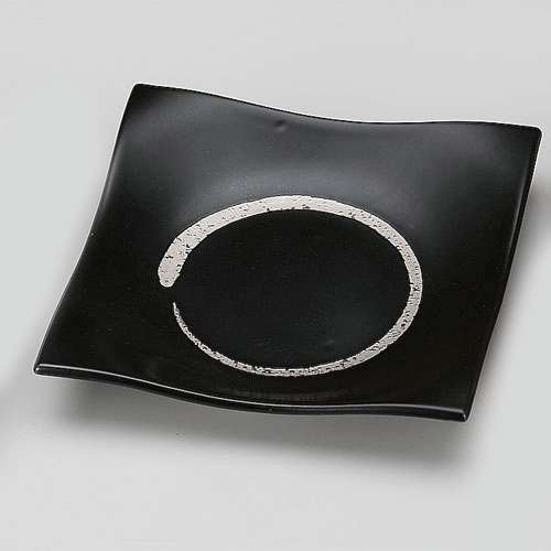 534-00059 黒マット一筆プラチナ6寸正角皿