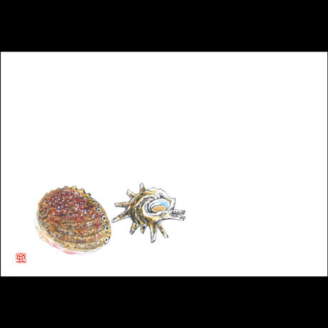 201-10076 38cm上質紙マット サザエとアワビ(オールシーズン)