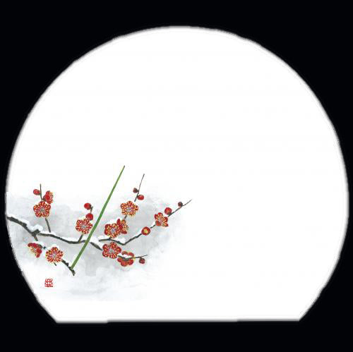 192-40015 半月尺3雲竜和紙マット 寒梅(1・2月)