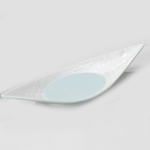 535-10005 青磁一珍ラスター尺1寸リーフ皿