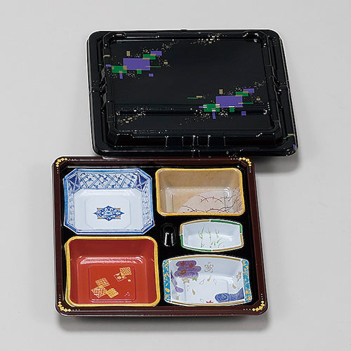 101-10098 弁当容器 T-104-A会席膳セット 蓋三彩<200個セット>