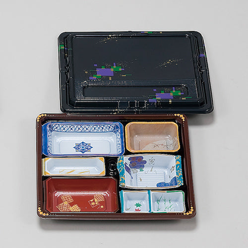 101-10100 弁当容器 T-105-A会席膳セット 蓋三彩<200個セット>