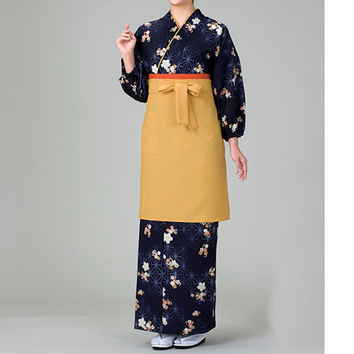 茶羽織・スカートタイプ 桜と麻の葉・紺(TY-6022)