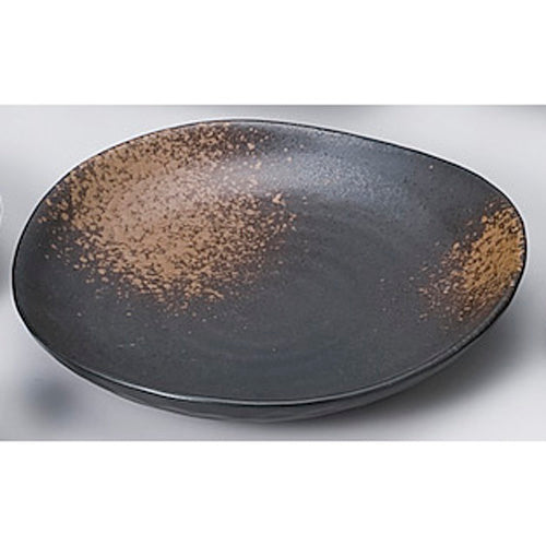 610-12009 黒吹焼〆17cm変形皿