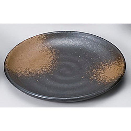 610-12010 黒吹焼〆15cm丸皿
