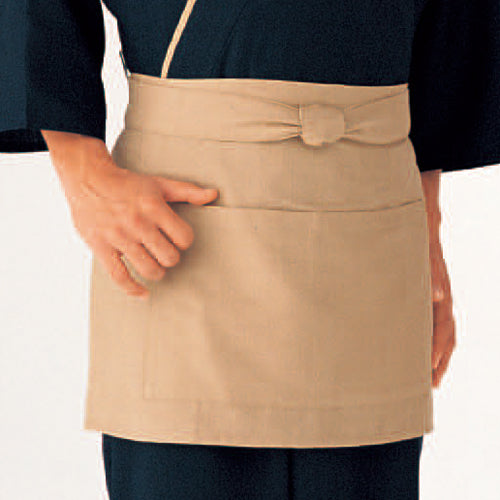 193-50012 ショートエプロン しじら織・ベージュ(EP-7912)