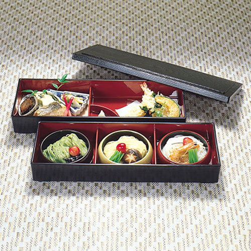 300-35311 賀茂弁当 2つ仕切 黒内朱